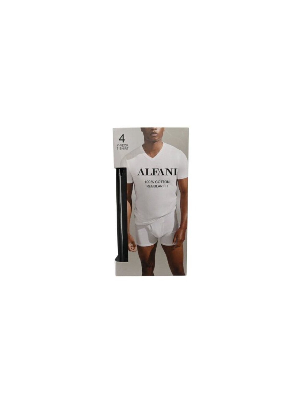 NIB Alfani 4 Pack V Neck 100% Cotton Regular Fit Sz S Deep Black T-Shirts Basics